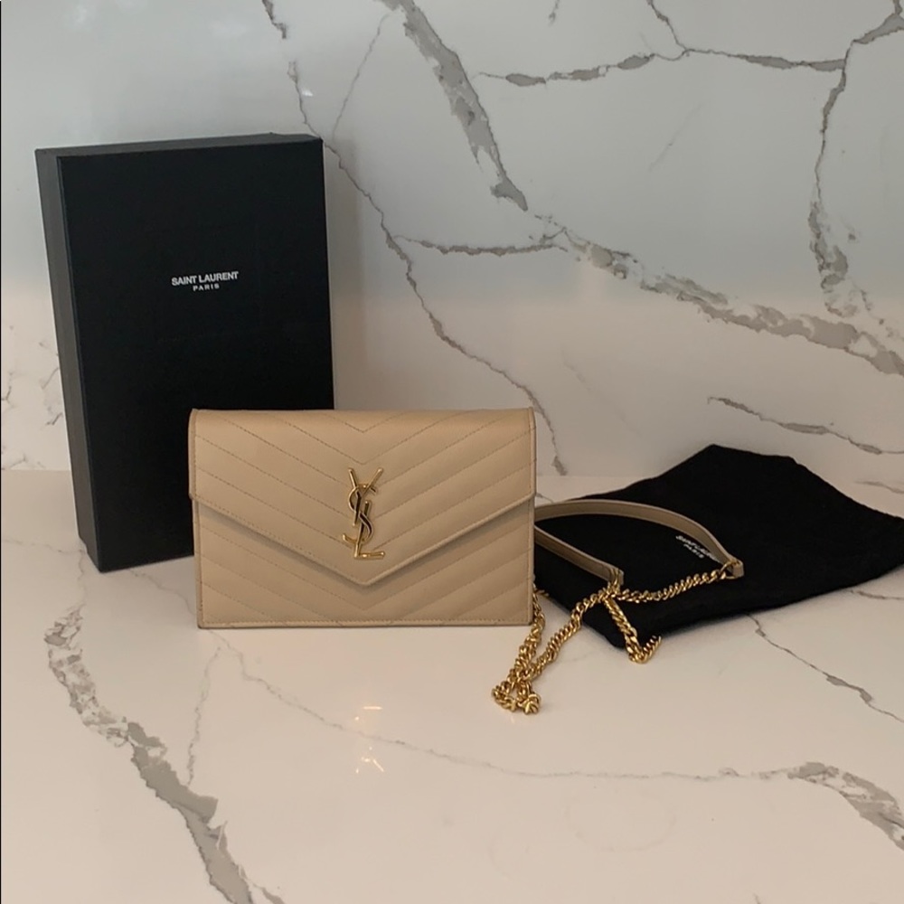 ****SOLD**** YSL WALLET ON CHAIN- Nude